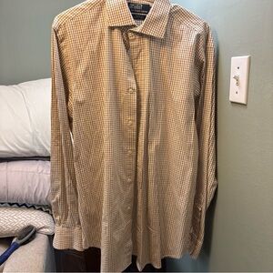 Ralph Lauren Men's Beige Checkered Button Down Shirt